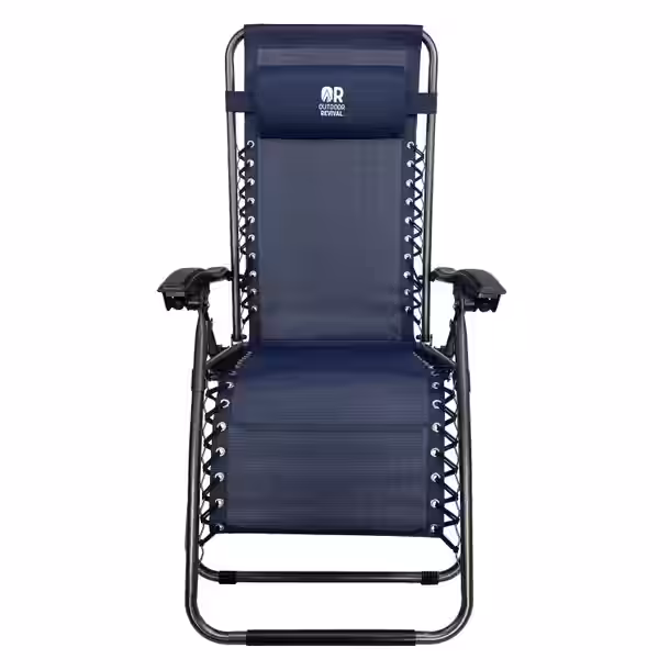 OUTDOOR REVIVAL Zero Gravity Camping Lounger - Blue - Image 2
